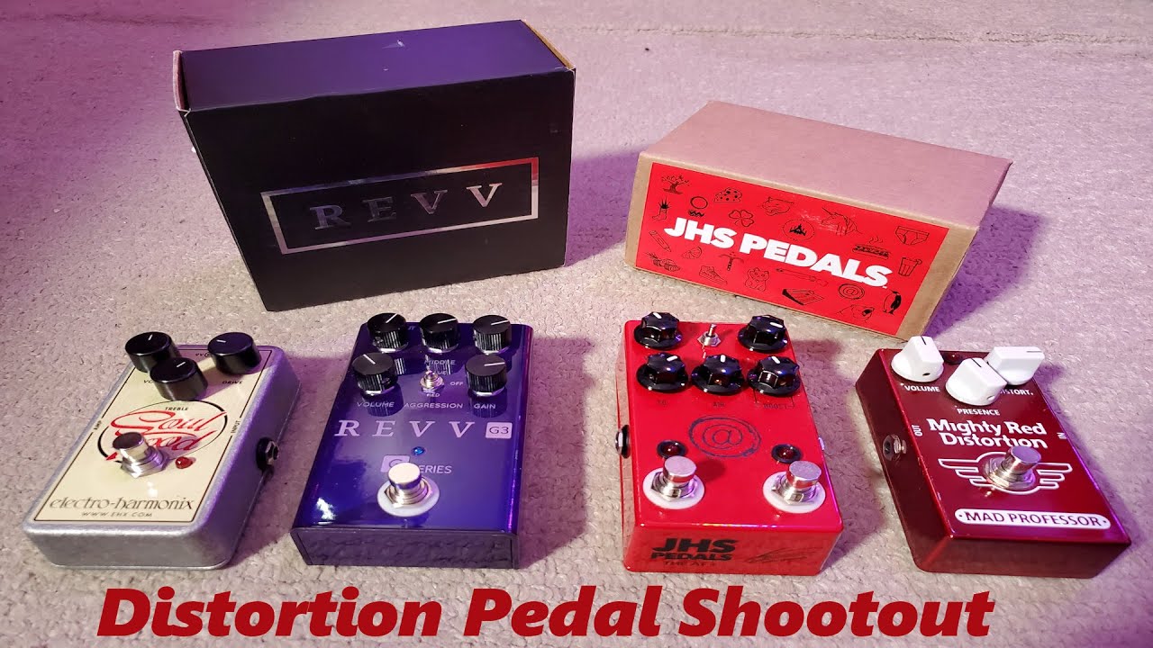 Distortion Pedal Shootout (Mad Professor Might Red Distortion, JSH AT+ , Revv G3, EHX Soul Food)