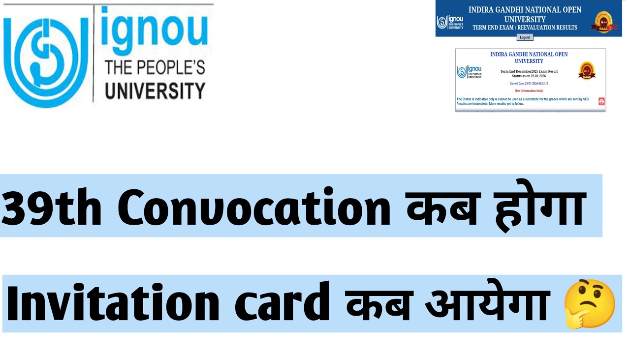 IGNOU 39th convocation invitation card venue dress code  #livestream