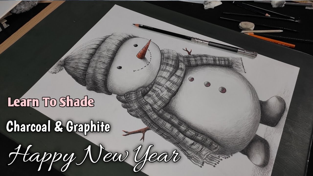 How to Draw a Realistic Snowman | Graphite and Charcoal Pencil Drawing Tutorial