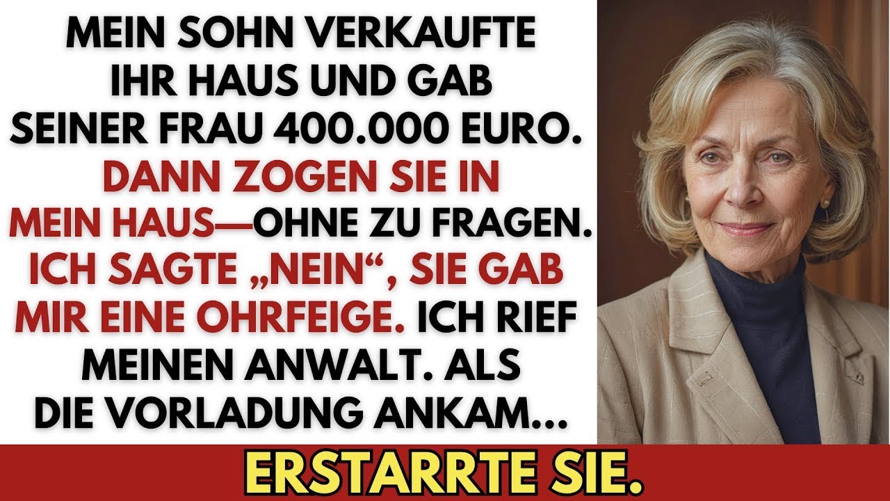 Sohn verkaufte ihr Haus, gab seiner Frau 400 000 €, dann zogen sie ungefragt bei mir ein