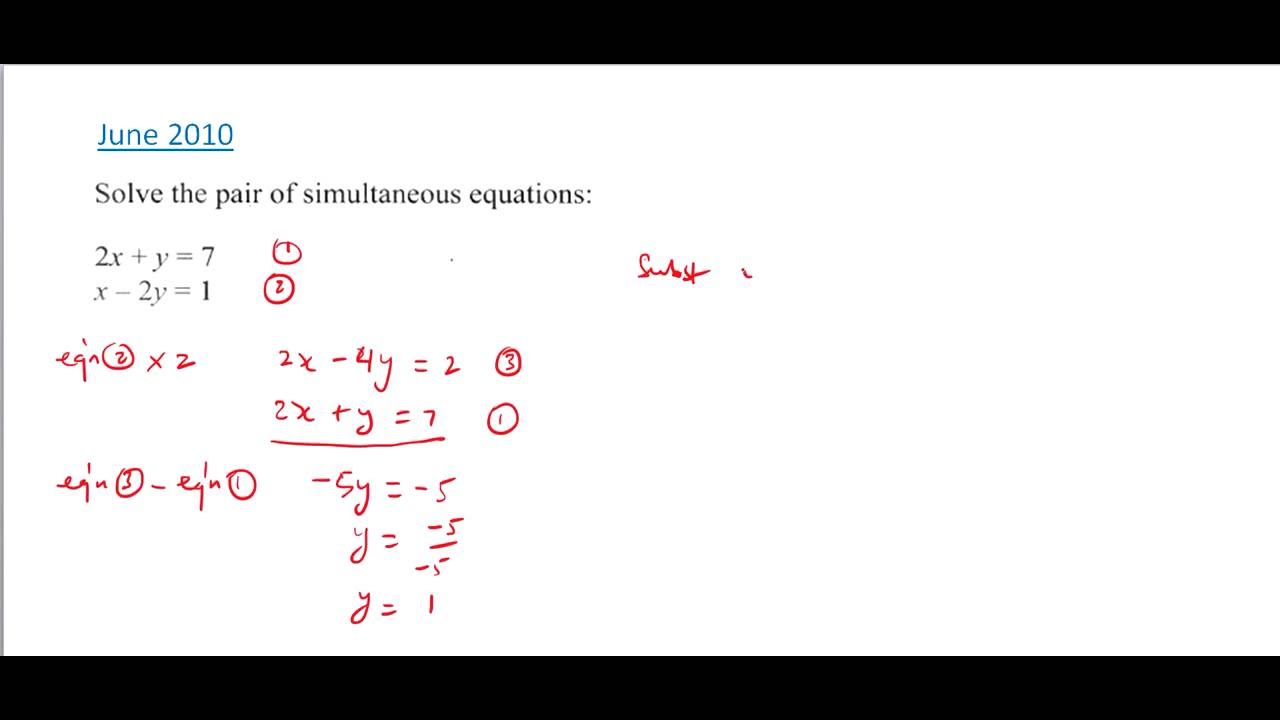 CSEC Maths - Solving Simultaneous Equations by Elimination