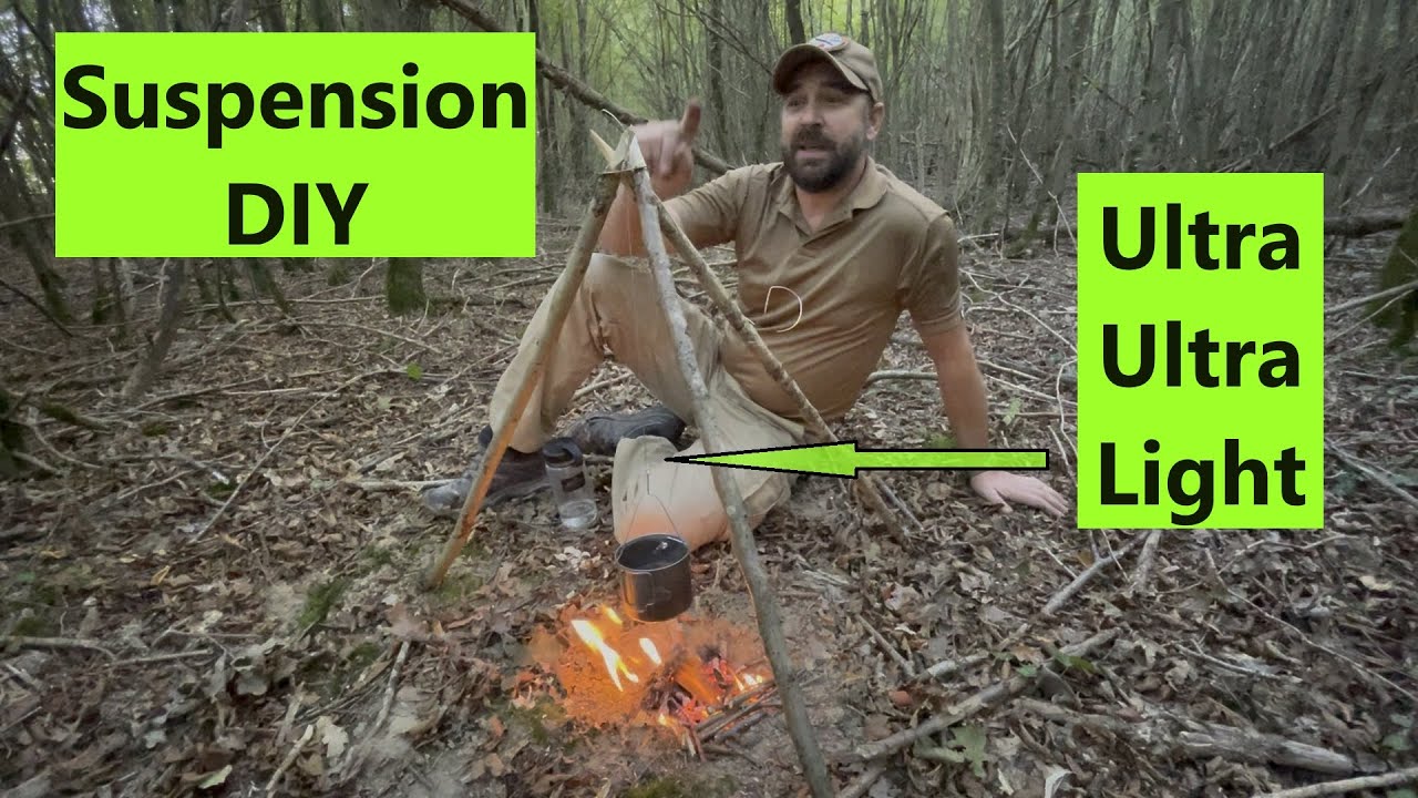 DIY Trépieds BUSHCRAFT,  SUSPENSION la plus Ultra-Light du MONDE,
