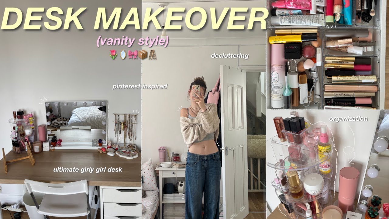 DESK MAKEOVER & TOUR | ultimate girly girl desk, organization, decluttering, pinterest inspired