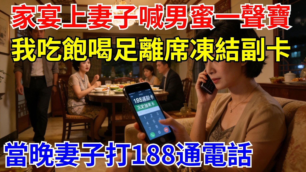 家宴上妻子喊了男蜜壹聲寶，我吃飽喝足後離席凍結副卡，當晚妻子打來188通電話【風港故事】#男頻小說#都市#故事#小說#爽文#職場