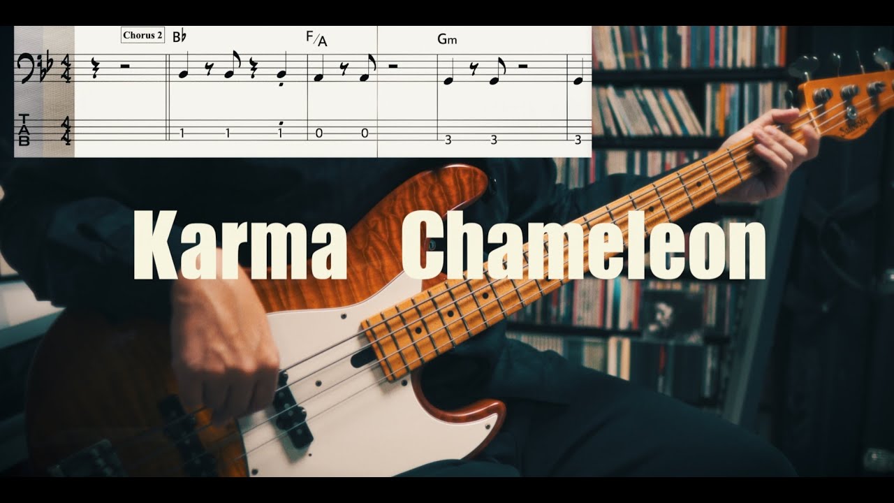 Culture Club - Karma Chameleon (Bass Cover) TABS in Video