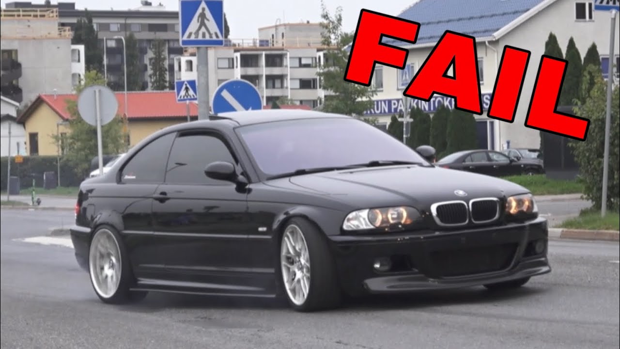 Burnout FAIL! Cars leaving Kupittaa car meet!