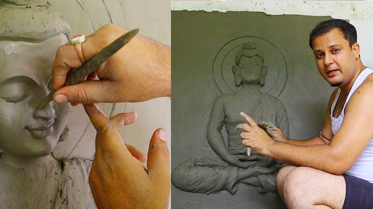Buddha wall art | Buddha wall mural art making proces @Art Tech School  fiberglass Buddha walldecor