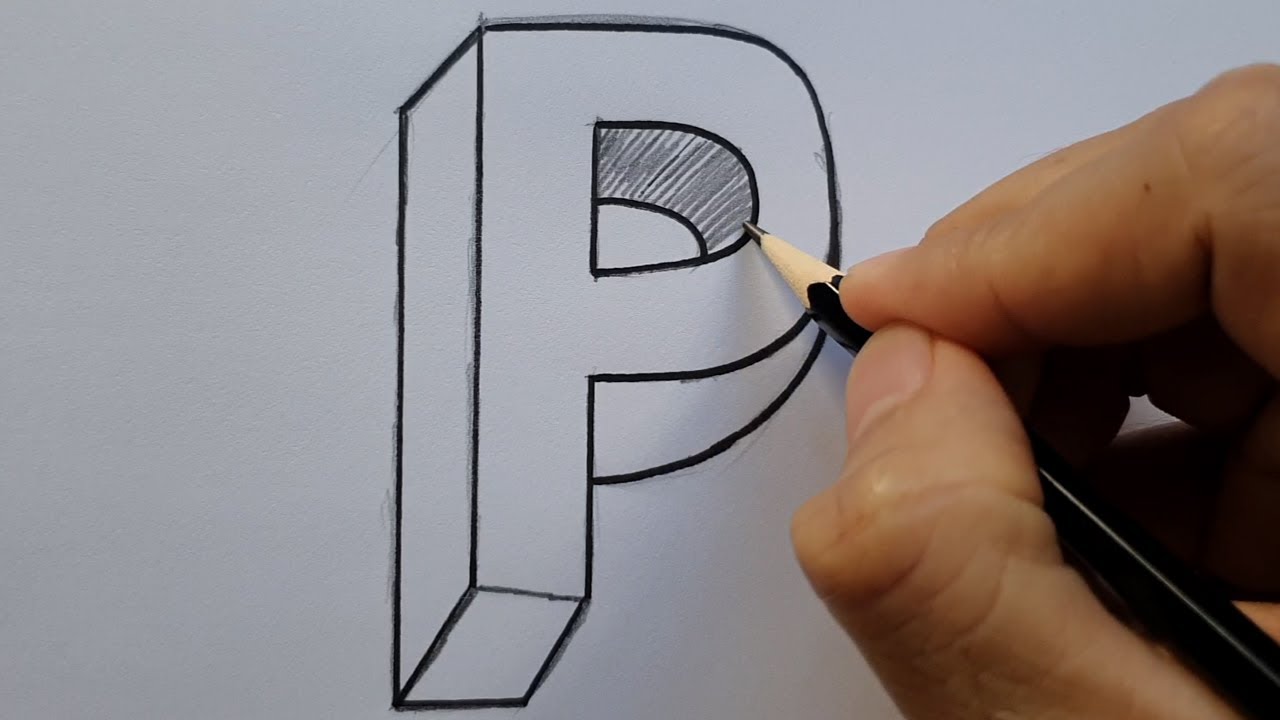 How To Draw P In 3D Capital Letter Step By Step