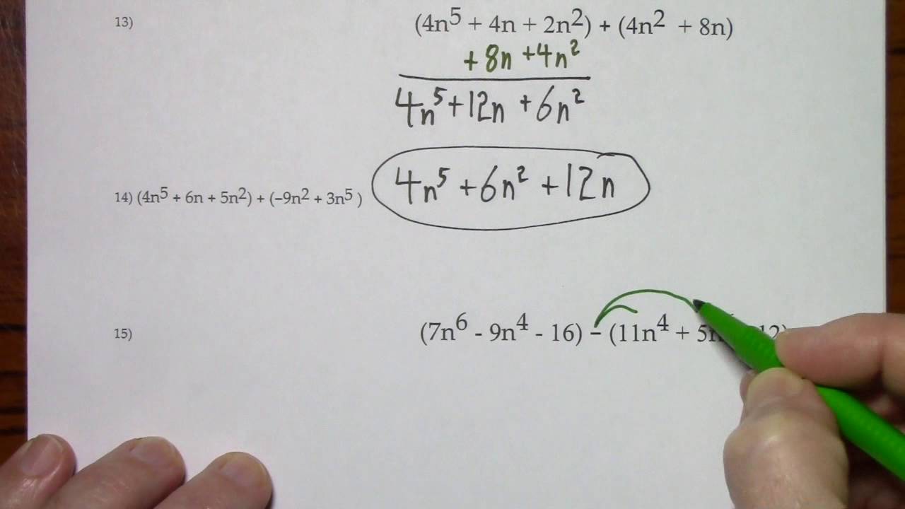 MAT 0022 Unit 4 Test Review (Exponents & Polynomials)