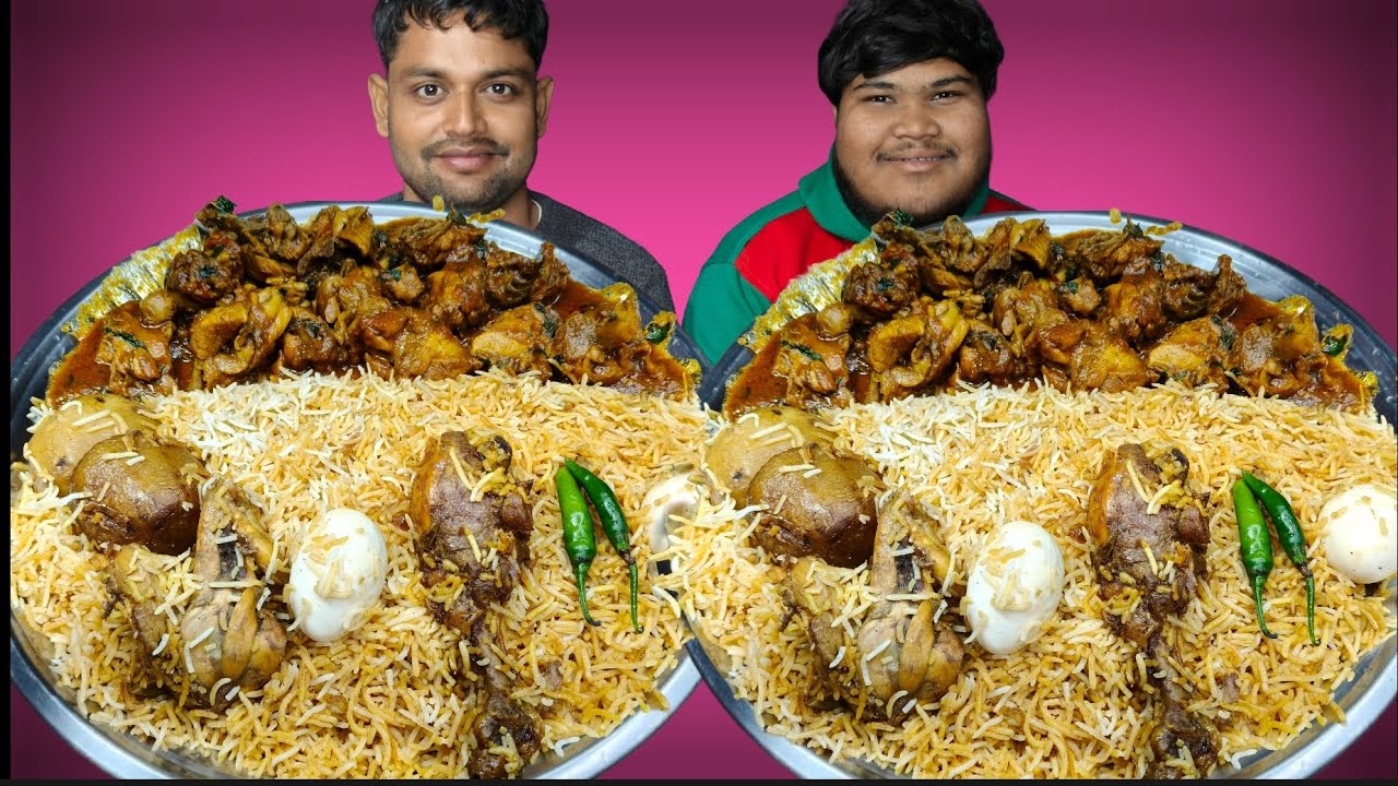 Chicken Biryani With Extra Chicken Curry Eating Challenge Video | Biryani Eating Competition |