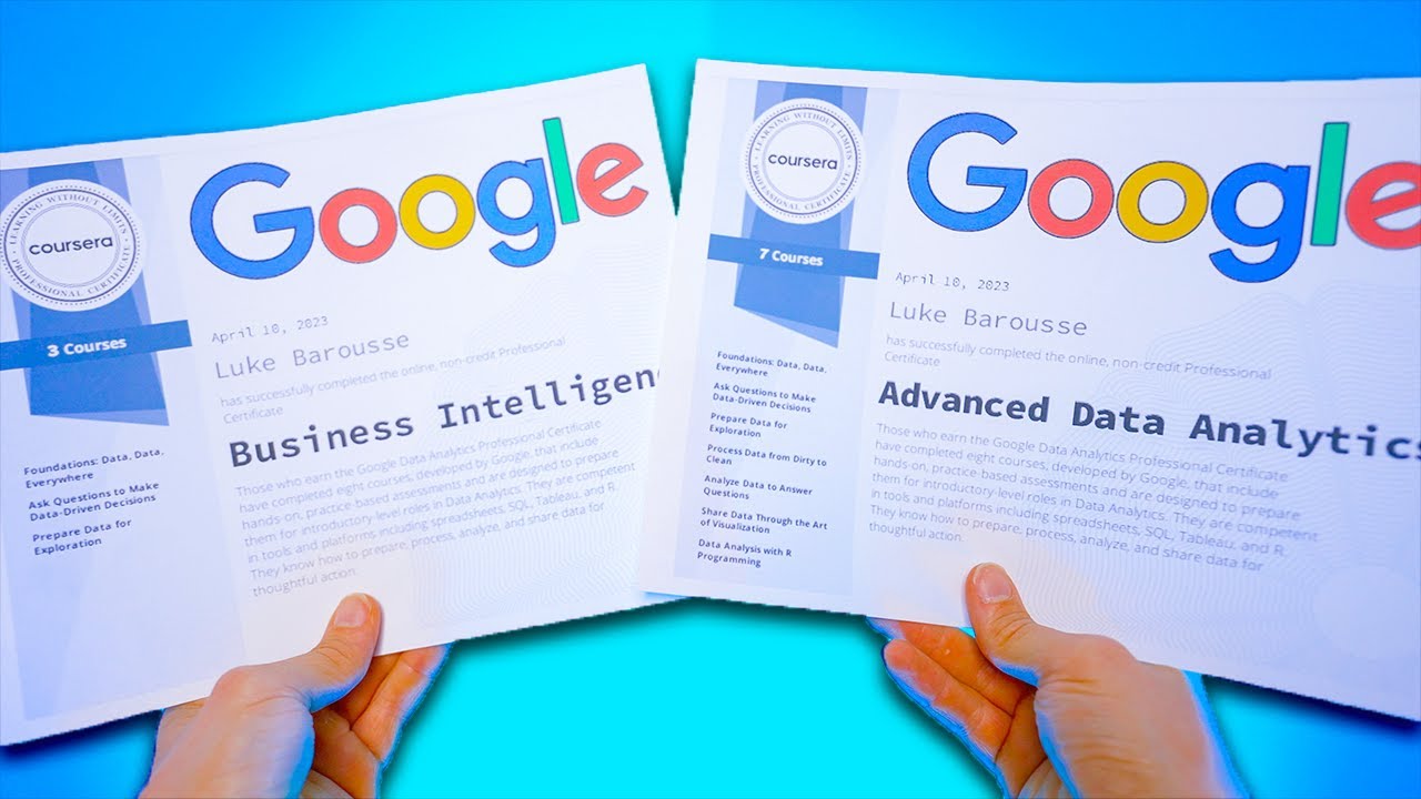 Сертификаты Google по бизнес-аналитике и расширенной аналитике данных