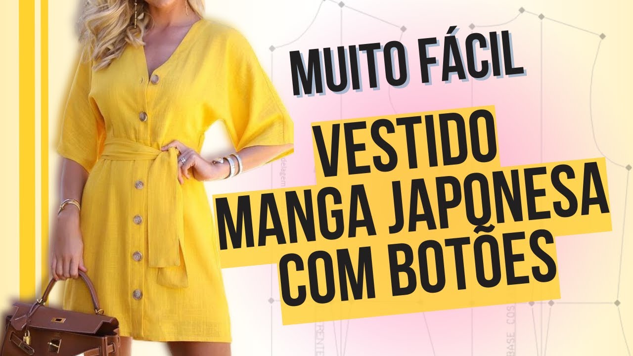 Vestido Manga Japonesa e Botões na Frente - MUITO FÁCIL