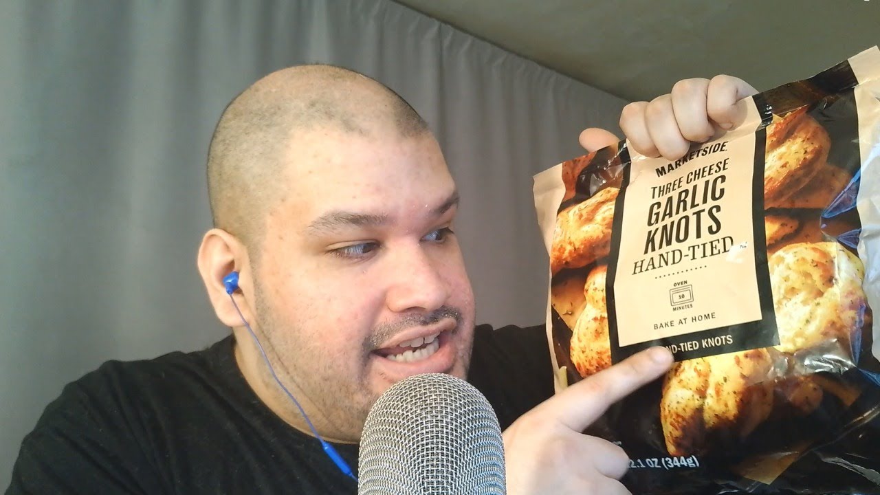 Asmr Trying Marketside Three Cheese Garlic Knots  first time!