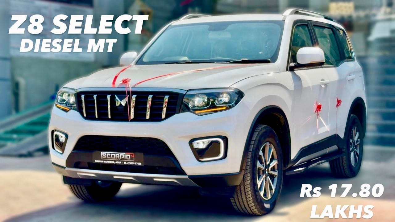 2026 MAHINDRA SCORPIO-N Z8 SELECT DIESEL MANUAL😍 Rs17.80 LAKHS ❤️ SCORPIO-N EVEREST WHITE Z8S DIESEL