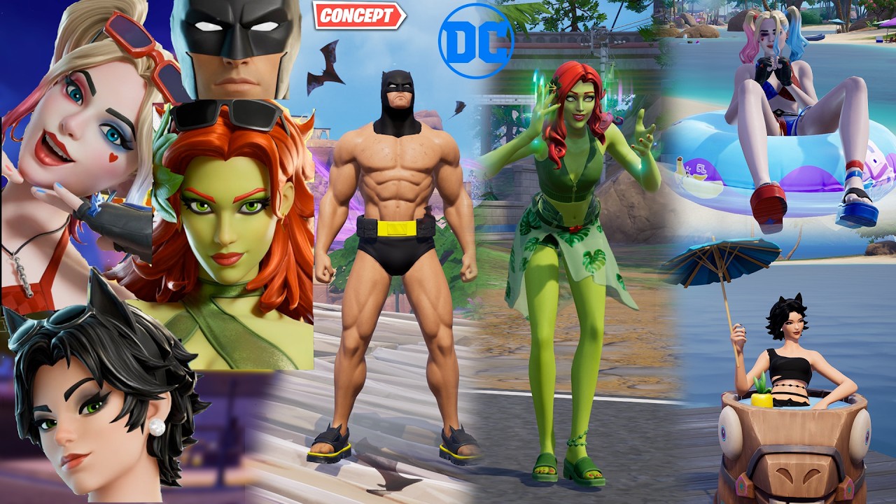 Fortnite DC Summer Skins Showcase/Gameplay Concept! (Batman, Catwoman, Harley Quinn..)