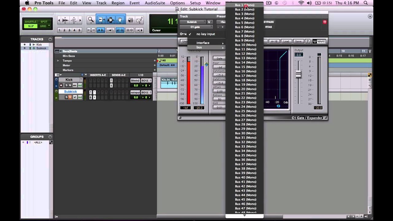 Pro Tools Tutorial: Beefing up your kick drum using a signal generator and a gate