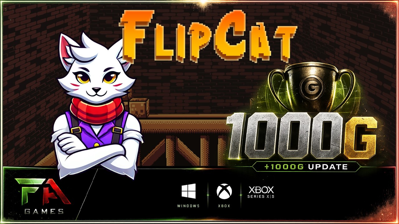 FlipCat - Full Game Achievement 1000G 3X STACK - Windows + Xbox