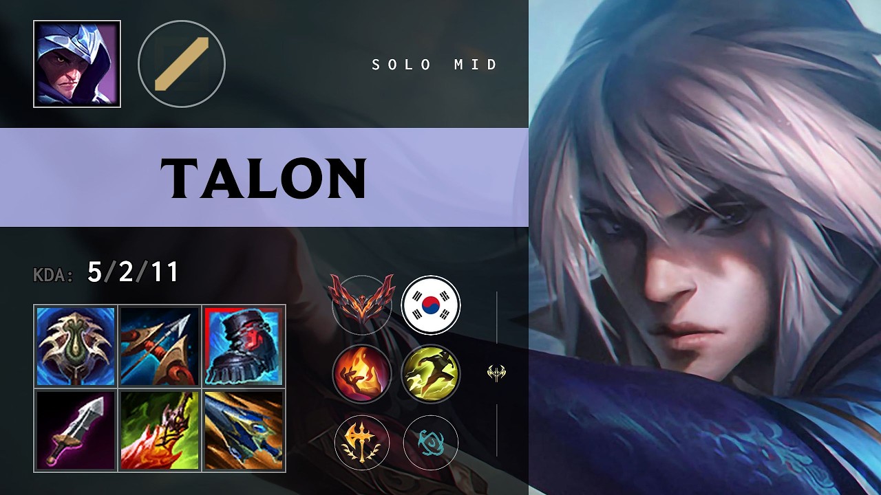 Talon Mid vs Twisted Fate (xiaocaobao) - KR Grandmaster Patch 26.14