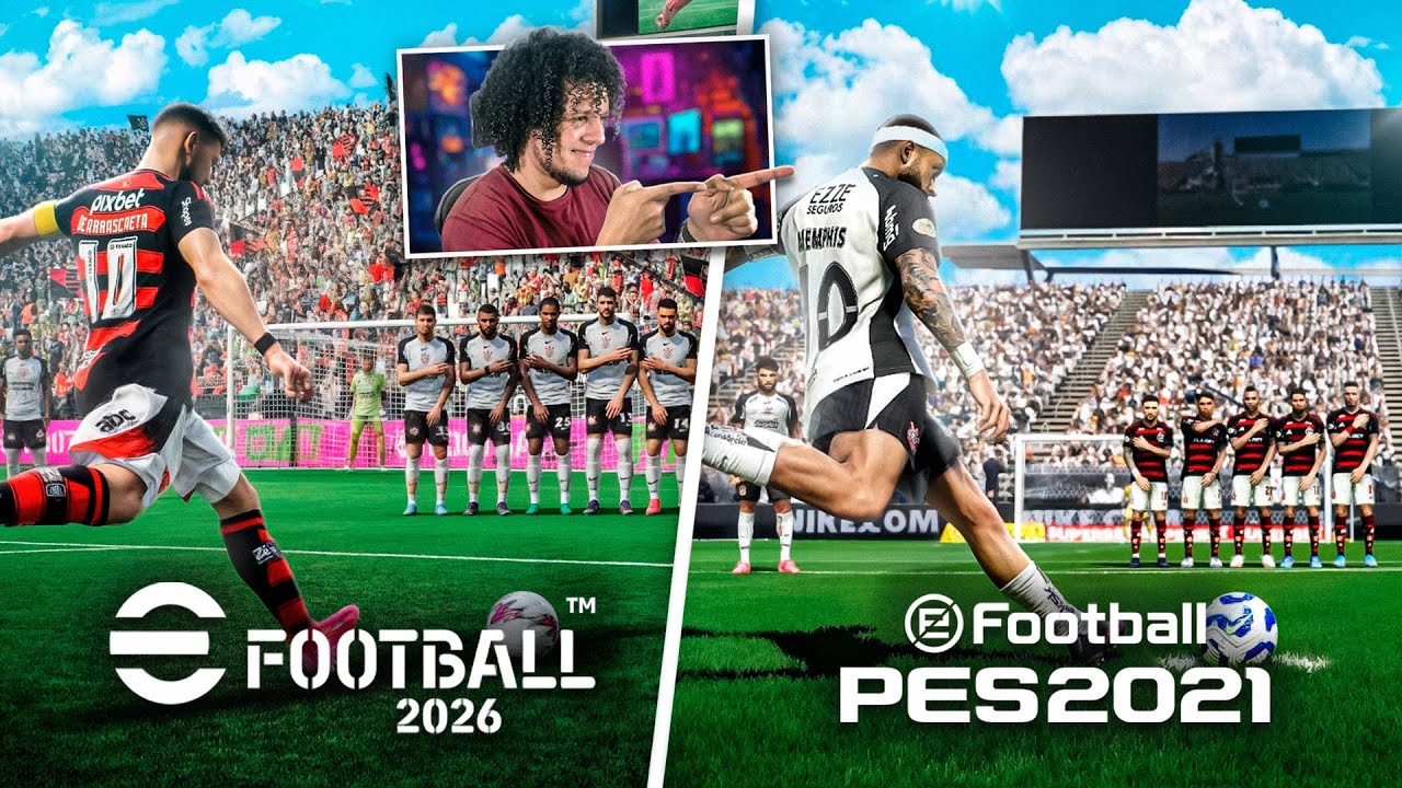 EFOOTBALL 2026 vs PES 2021! Qual o melhor JOGO DE FUTEBOL DE 2025? ⚽️