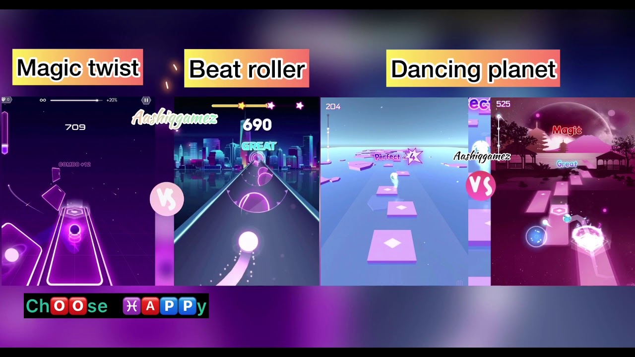 MAGIC TWIST VS BEAT ROLLER VS DANCING ROAD| 4 in one screen games