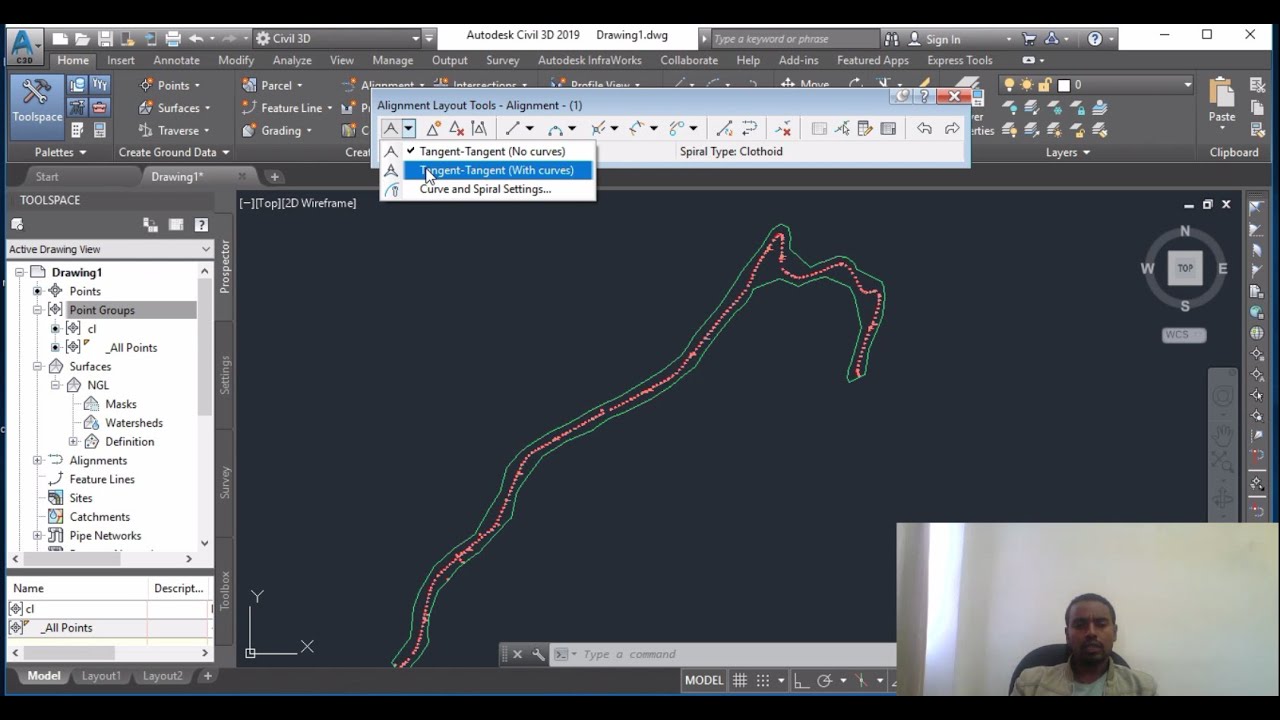 Auto CAD Civil 3D road design software tutorial on horizontal alignment design