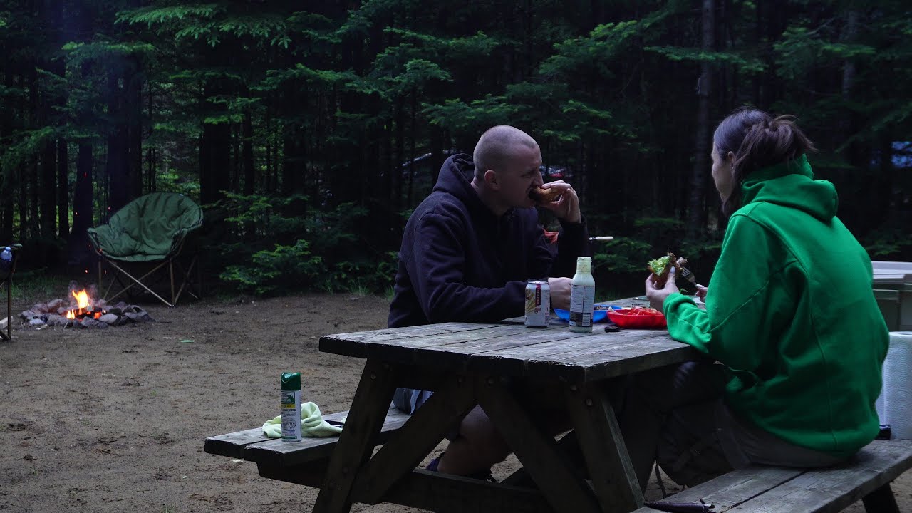 Couple Camping in Canada ASMR | Cooking Over Campfire in the Forest