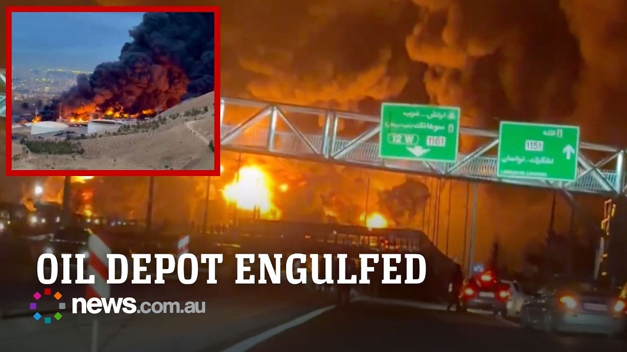 Huge fires burn after Israel strikes Tehran oil facilities