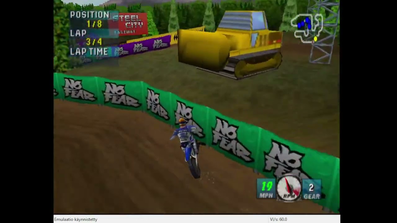 N64, NTSC, Emulated, Jeremy McGrath Supercross 2000, Steel City, Race, 250cc, 3:36.14