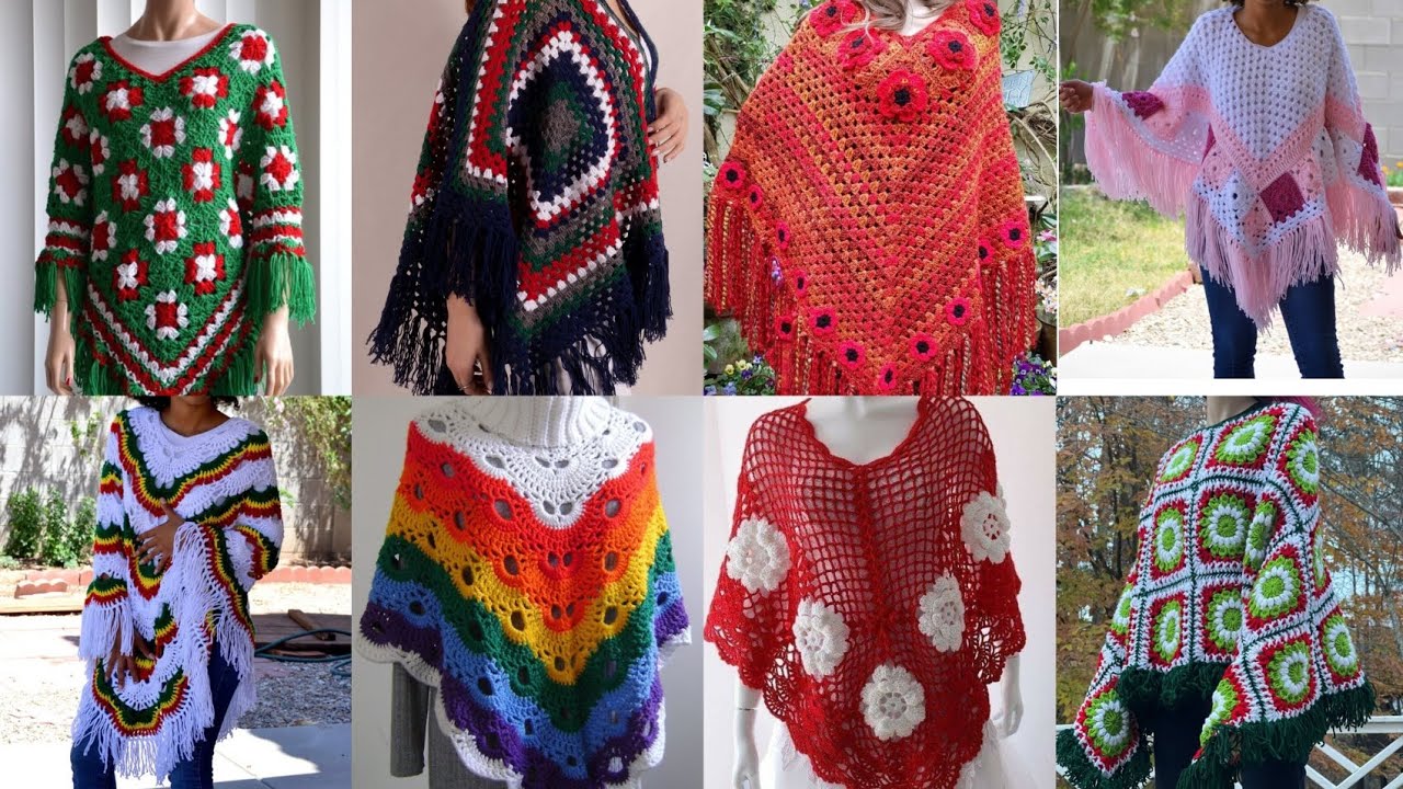 Crochet Poncho Trendy New Design Ideas 2025||Granny Square Poncho