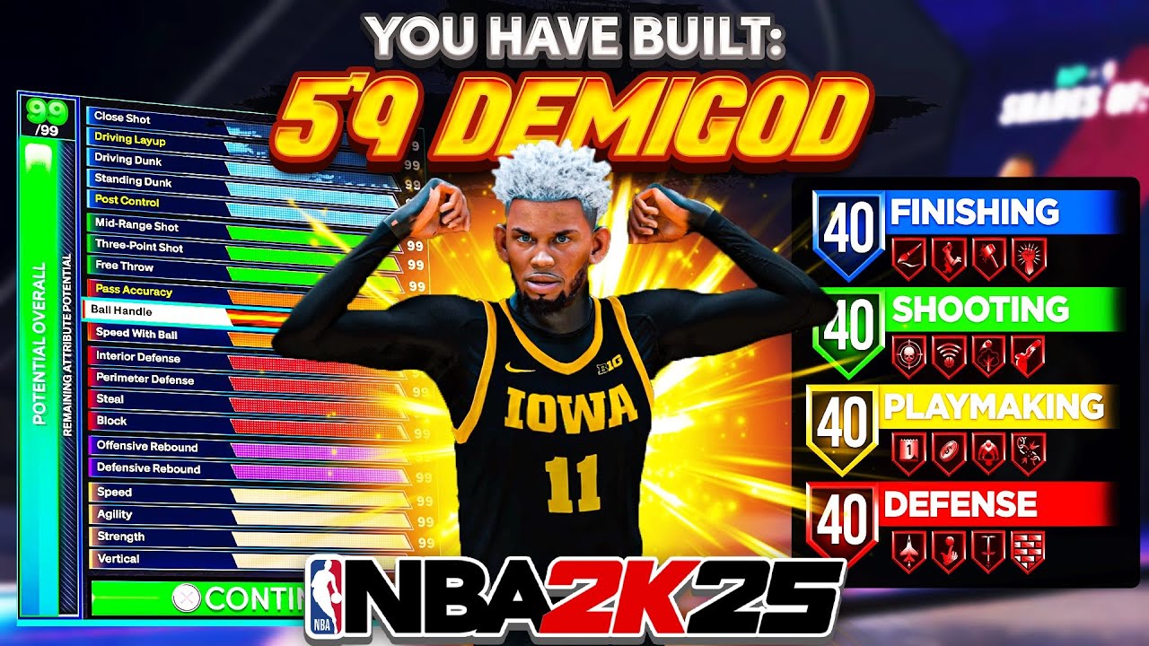 *НОВЫЙ* 5'9 GUARD BUILD &mdash; это ПОЛУБОГ в NBA2K25! 99 3BALL + 10 ЗНАЧКОВ ЛЕГЕНДЫ! ЛУЧШИЙ GUARD BUIL...