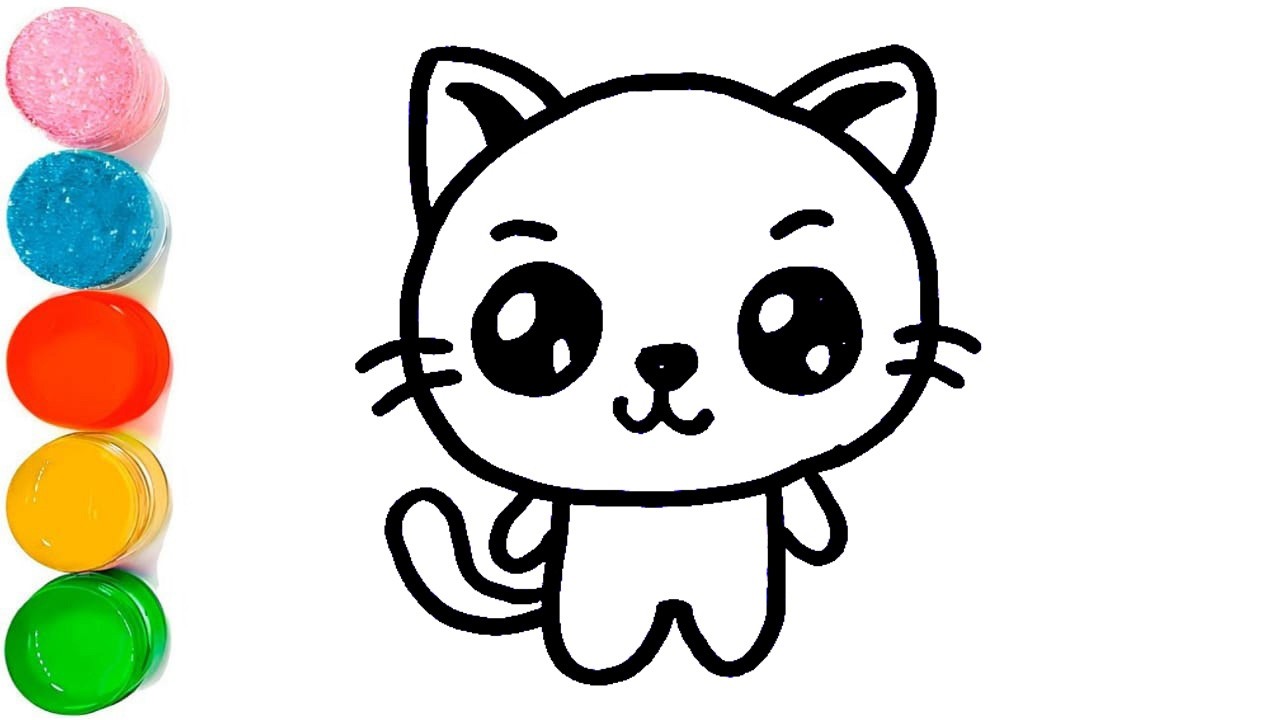 Cat Family Drawing, Painting and Coloring for Kids & Toddlers | How to Draw, Paint Basics