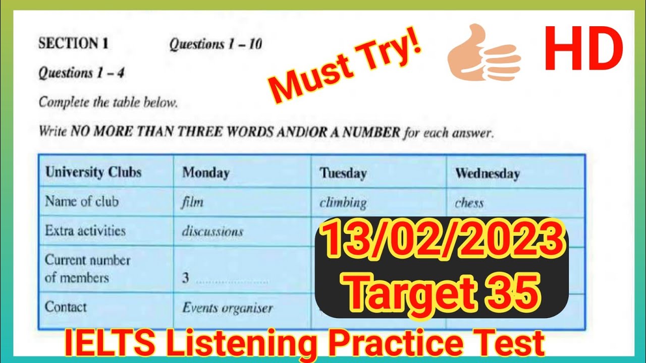 University Clubs IELTS Listening | IELTS Listening practice test 2023 with answer | IELTS Listening