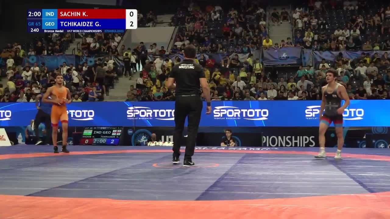 Bronze Medal • GR 65Kg • Kumar SACHIN (IND) vs. Giorgi TCHIKAIDZE (GEO)