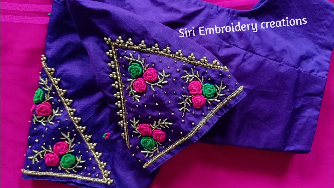 Hand embroidery | Boutique style blouse design | Bullion knot rose embroidery | Brazilian embroidery