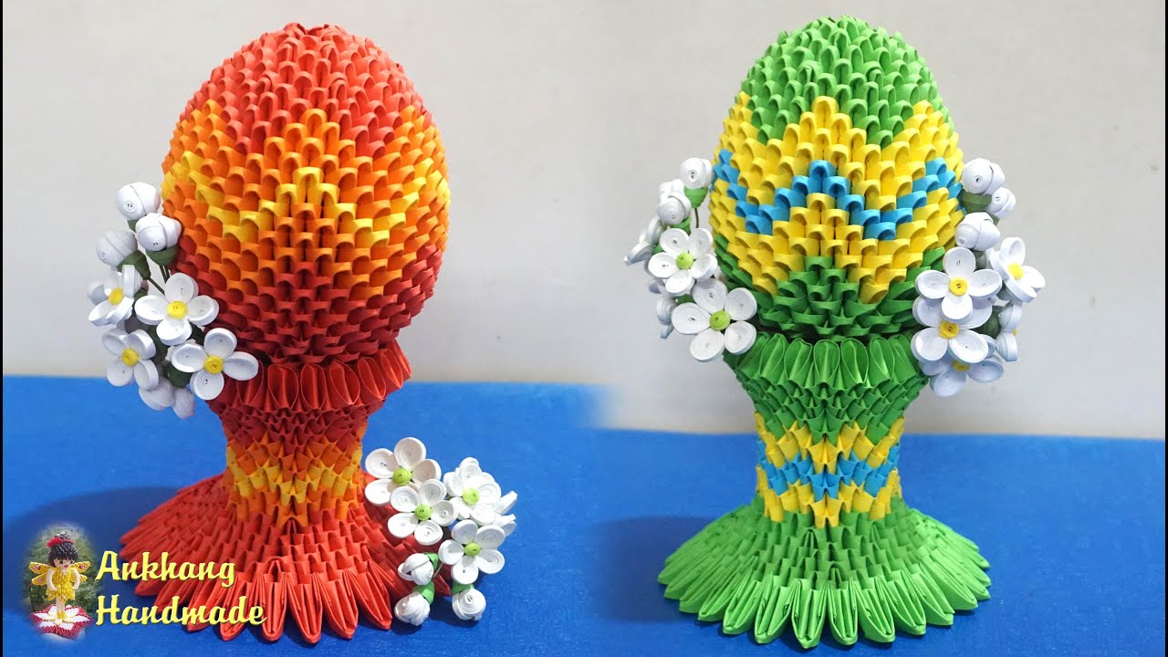 3d origami Easter eggs stand tutorial |Tutorial de soporte de huevo de Pascua de origami 3D