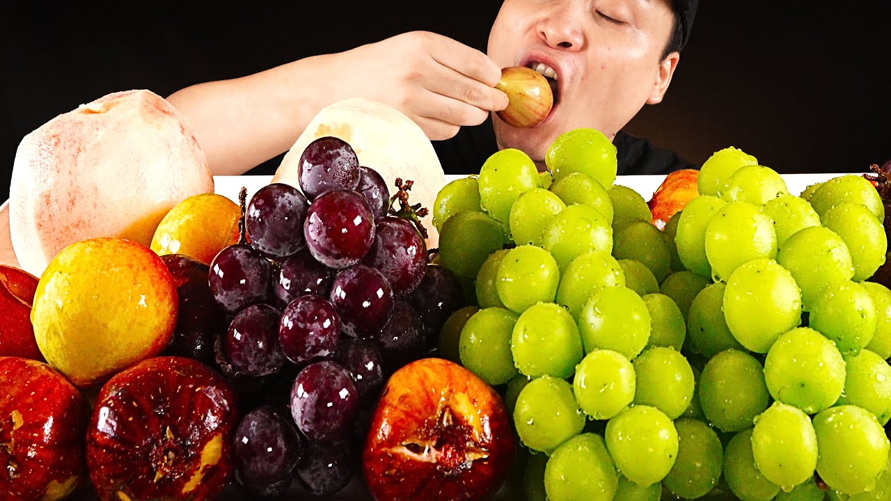 달콤하고 상큼한 과일이 가득!! 샤인머스캣, 자두, 복숭아, 무화과등 모듬과일 먹방~!! 리얼사운드ASMR social eating Mukbang(Eating Show)