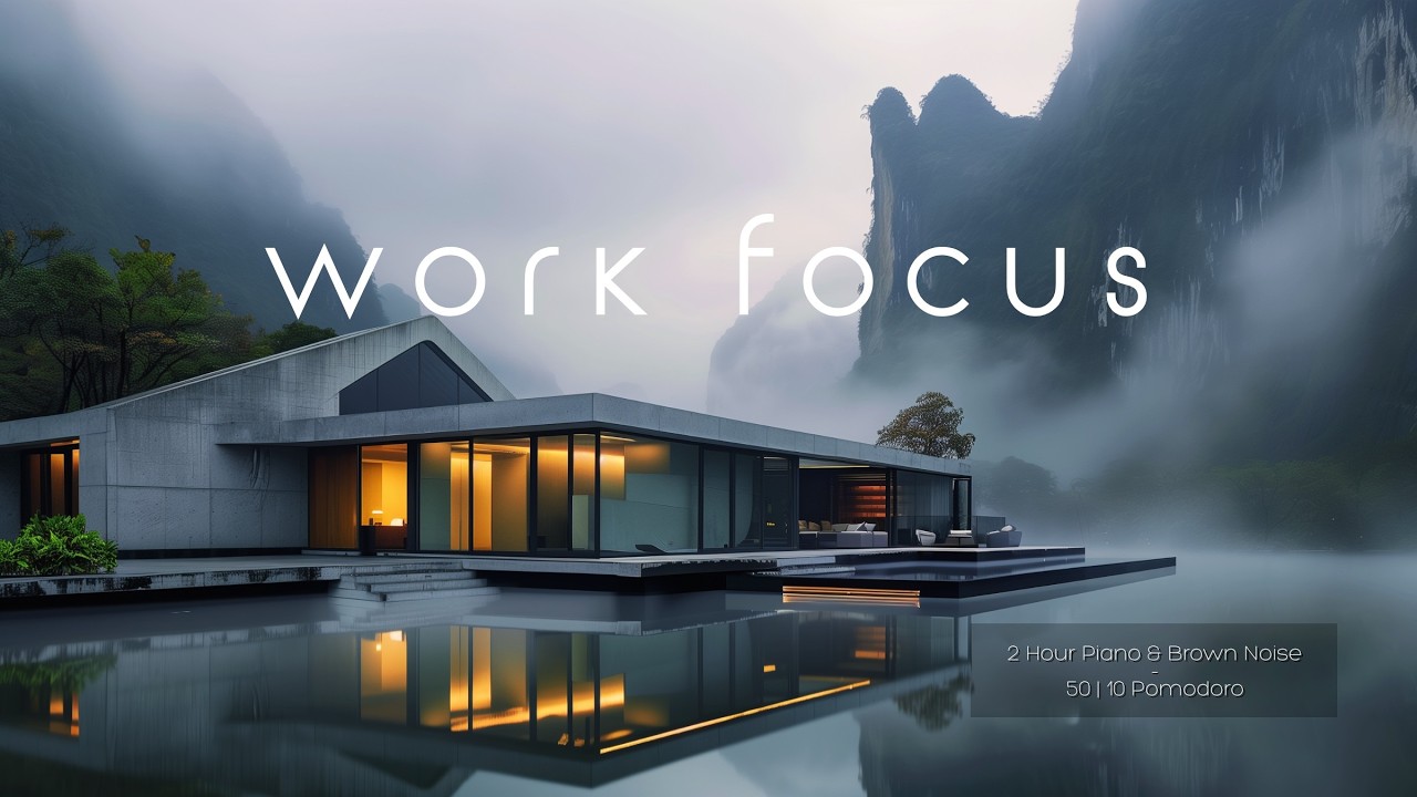 Work Focus Pomodoro 🎧 | 2x 50 Minute Intervals | 2 Hour Piano & Brown Noise