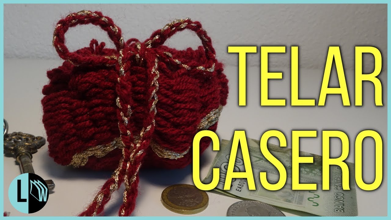 Bolso Monedero tejido en TELAR CASERO Paso a paso.  Lana Wolle