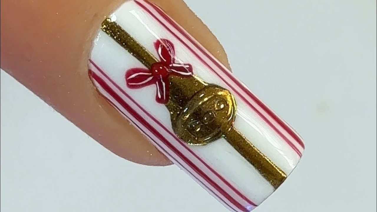 💕DISEÑO en UÑAS de CAMPANA Navideña💅🔔 #campananavideña