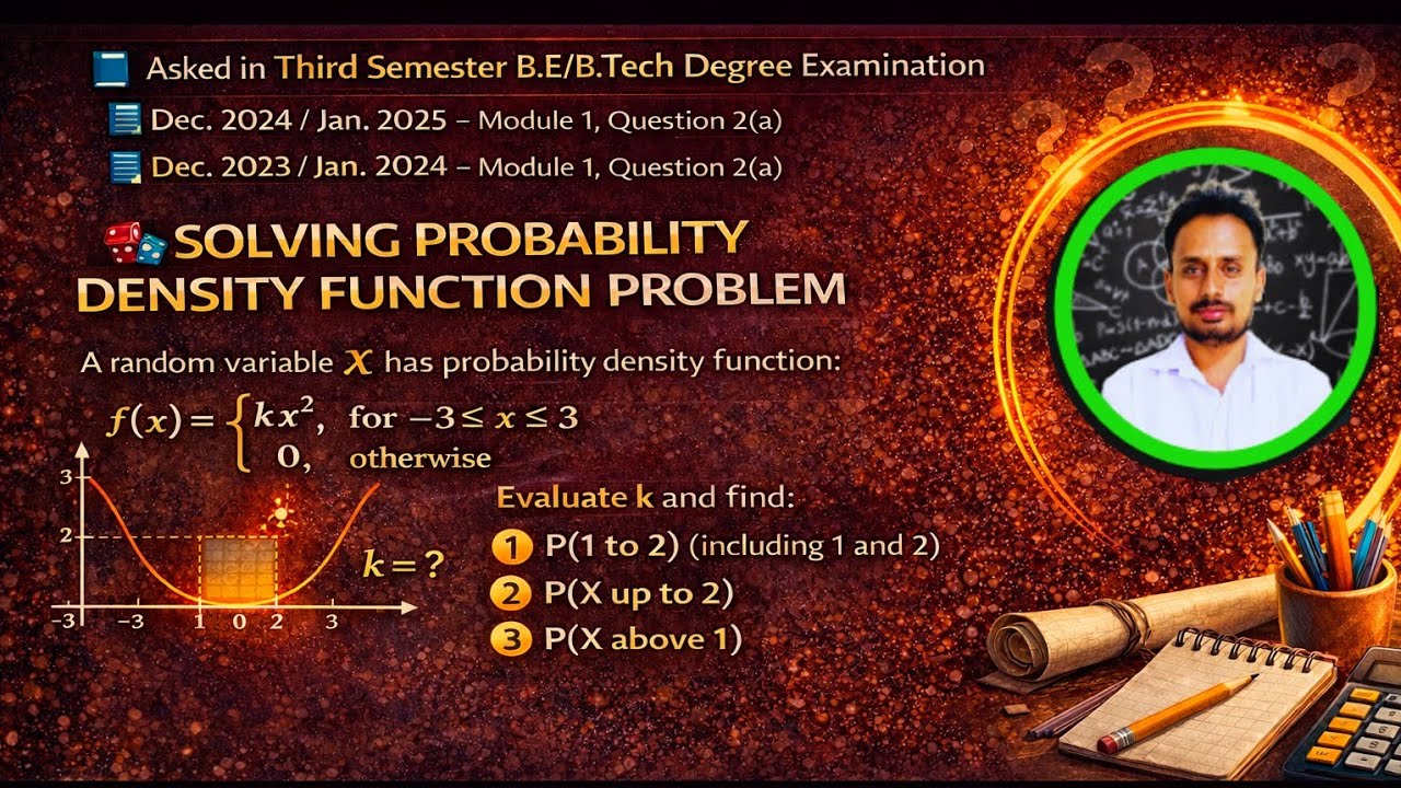 Continuous Probability Distribution | Find k & Required Probabilities | BCS301 Module 1 VTU