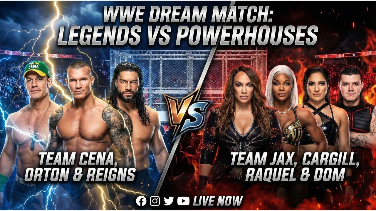 Cena,Orton,Reigns vs Cargill,Jax,Raquel&Dom 😱|WWE 2K25 #verticallive #wwe2k25 #shorts