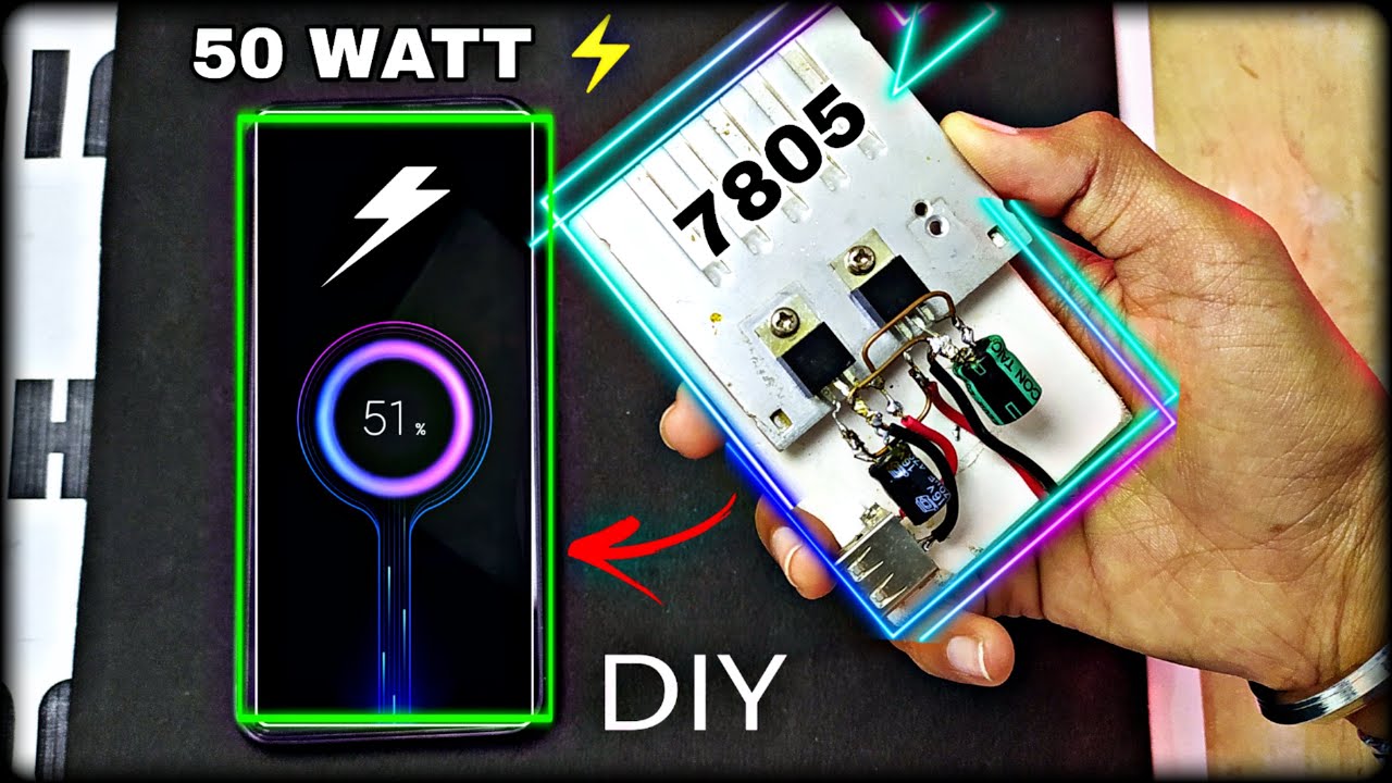 How to make mobile charger using 7805 IC | DIY fast charger | Homemade 12 volt power bank