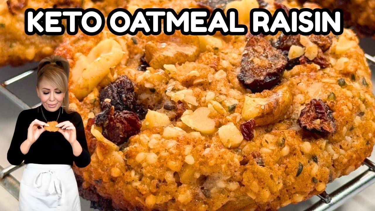KETO Oatmeal Raisin Cookies | Quaker-style | 3 Net Carbs