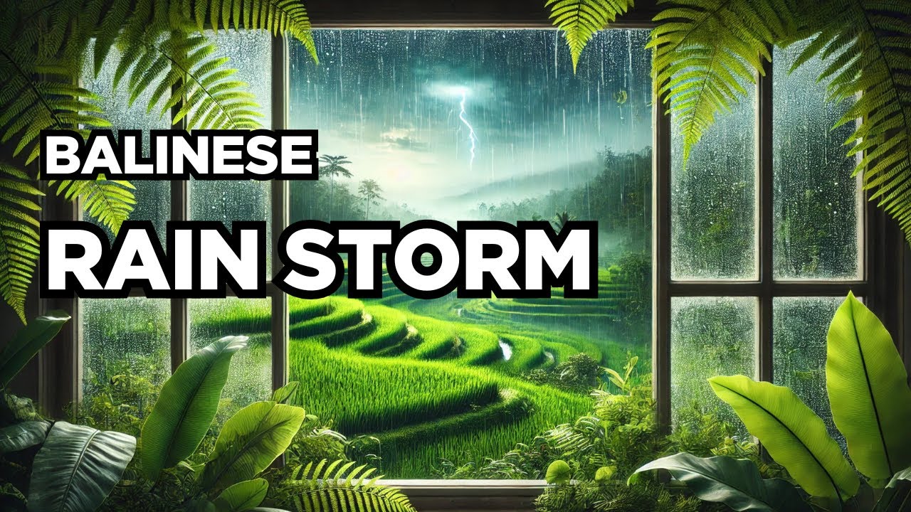 Tropical Rain on Lush Rice Fields (4K UHD) | Relaxing Nature Sounds for Sleep, Study & Focus