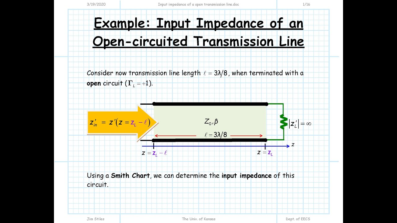 The Input Impedance of a Transmission Line Terminated in an Open-Circuit