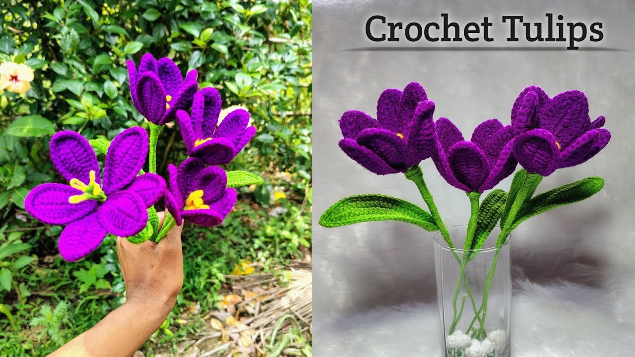 How To Crochet Open Tulips 🌷 Crochet Tutorial For Beginners DIY// Hena's Crochet