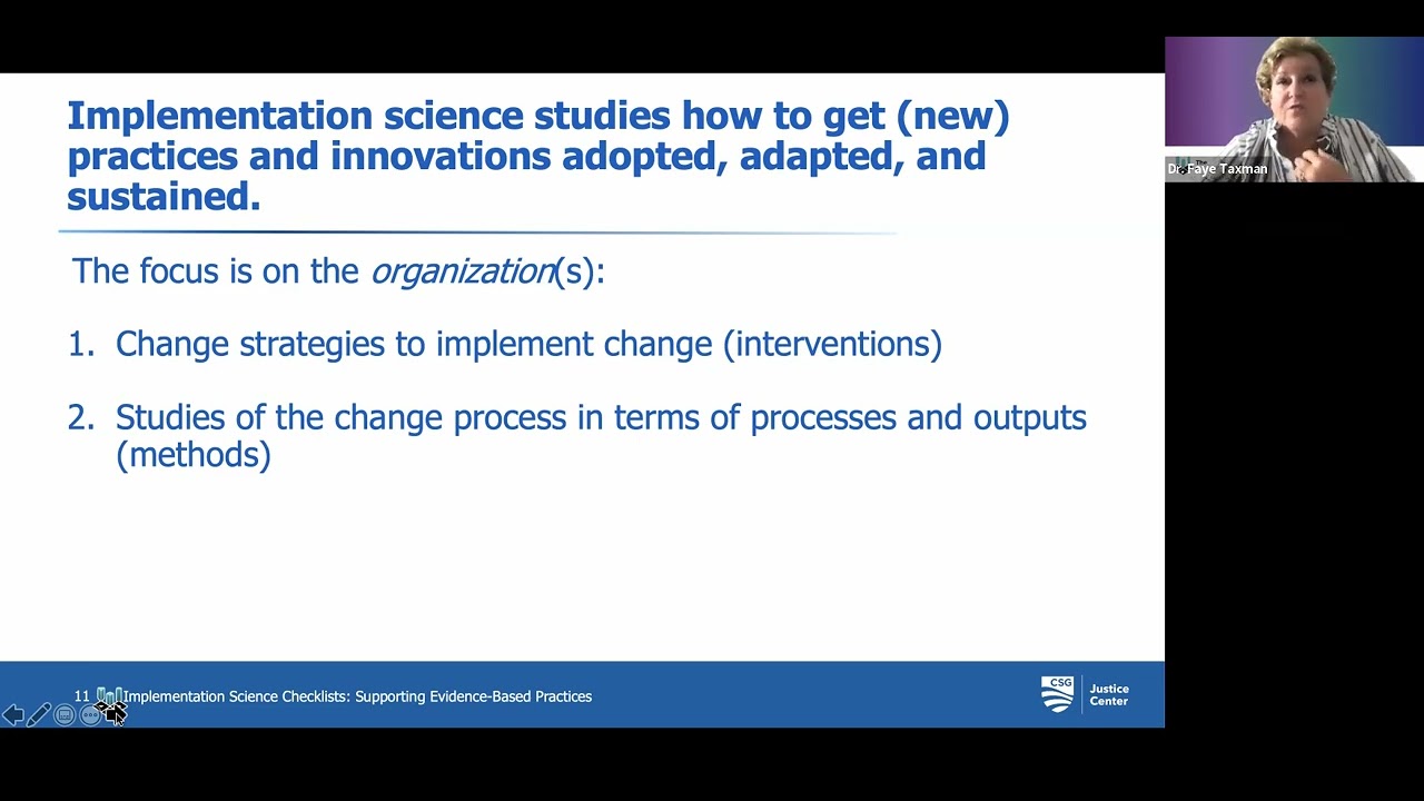 Implementation Science Checklists and Evidence-Based Practices
