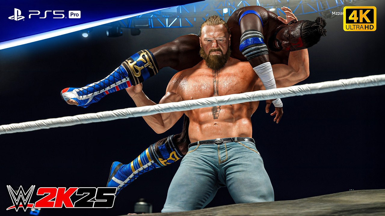 WWE 2K25 - Брок Леснар против Оба Феми - Полный матч на Friday Night Smackdown | PS5™ Pro [4K60]