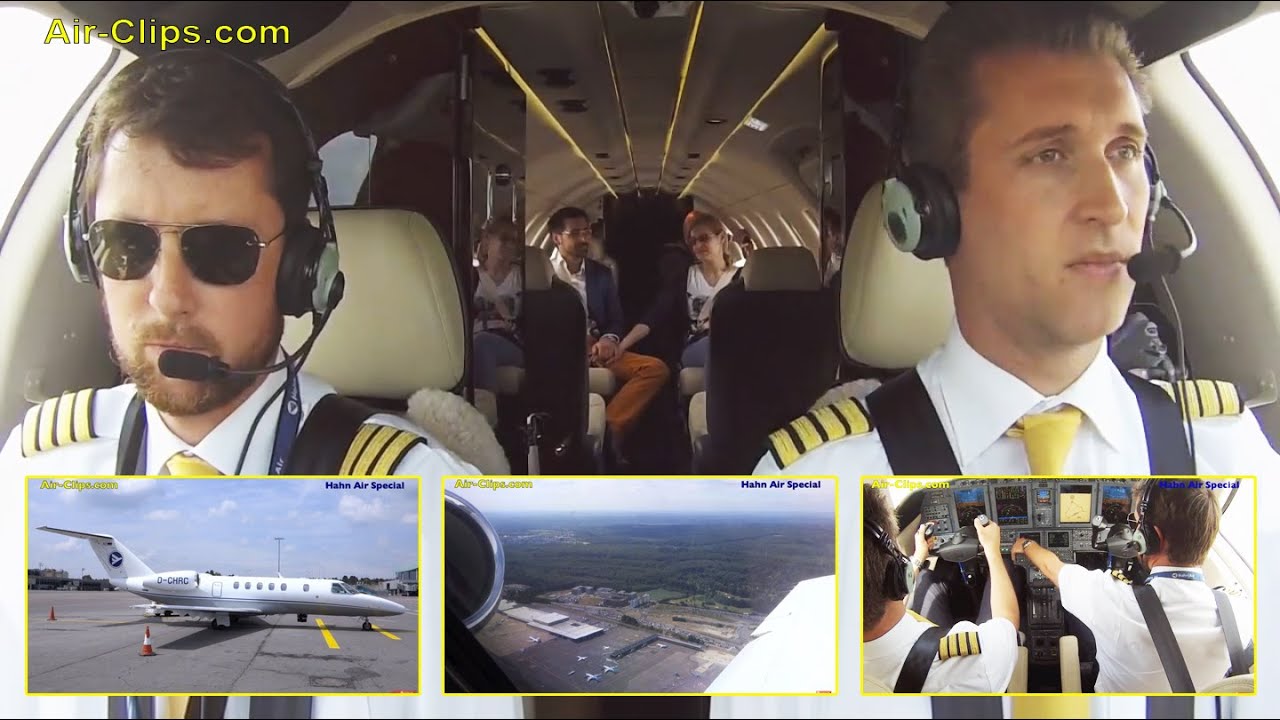 Cessna Citation Jet 4 (C525C) Hahn Air scheduled flight IN COCKPIT [AirClips full flight series]