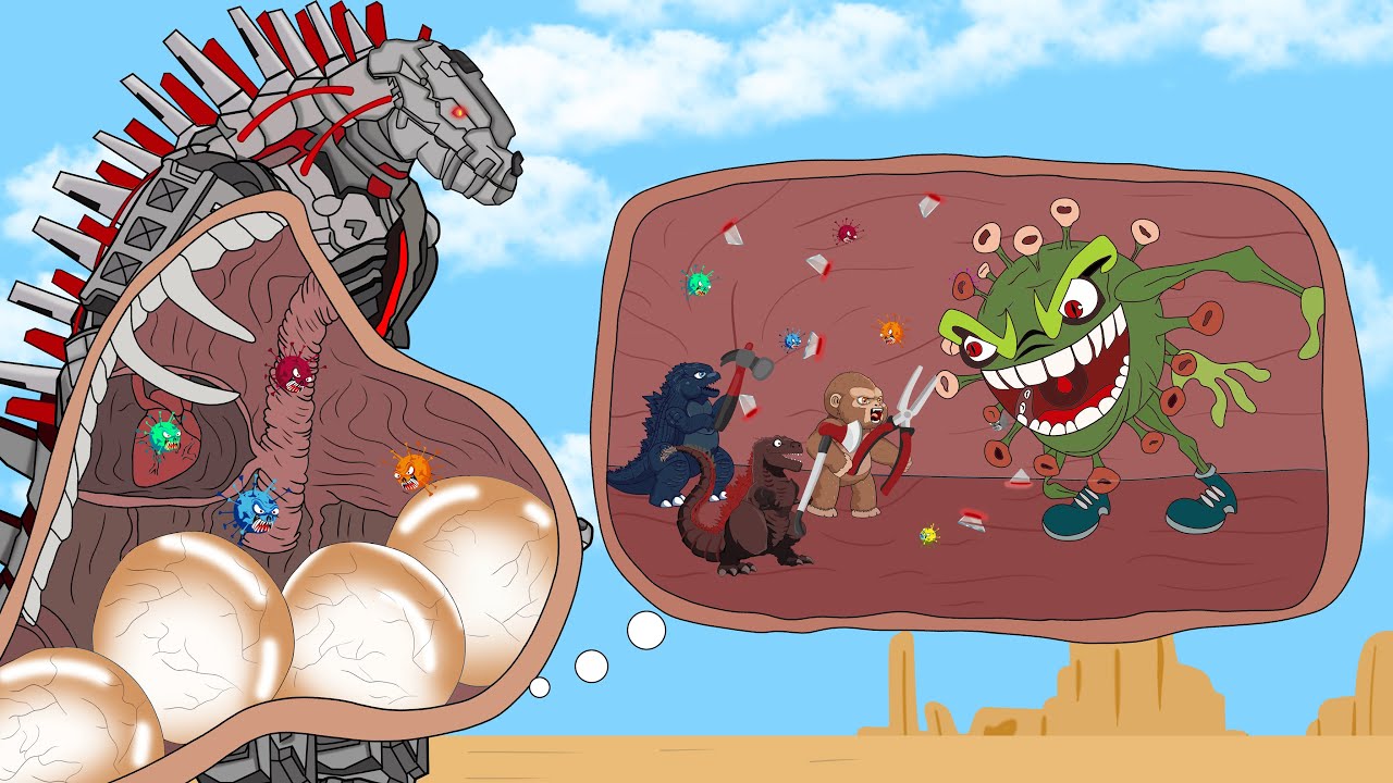 Rescue GODZILLA EARTH: The Battle Against Digestive System | Godzilla & KONG Cartoons Movies